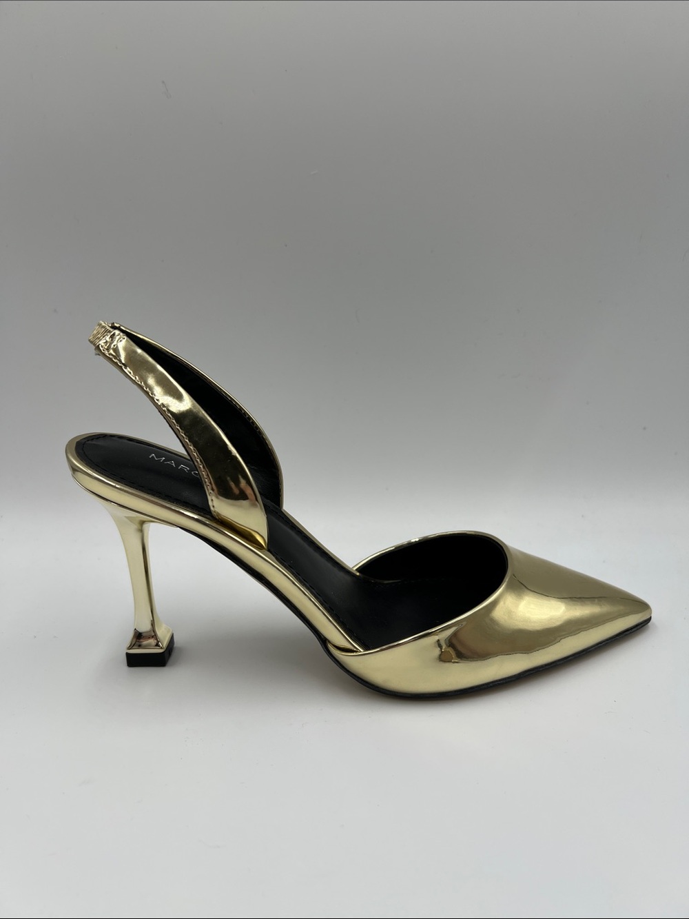Marc Fisher Hadya slingback d'orsay pumps heel mirror metallic gold shoe women 6